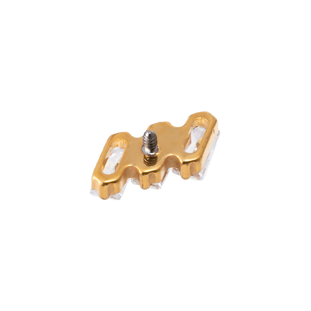 Titan Aufsatz mit Labret Innengewinde – 3 eingefasste Kristallrechtecke