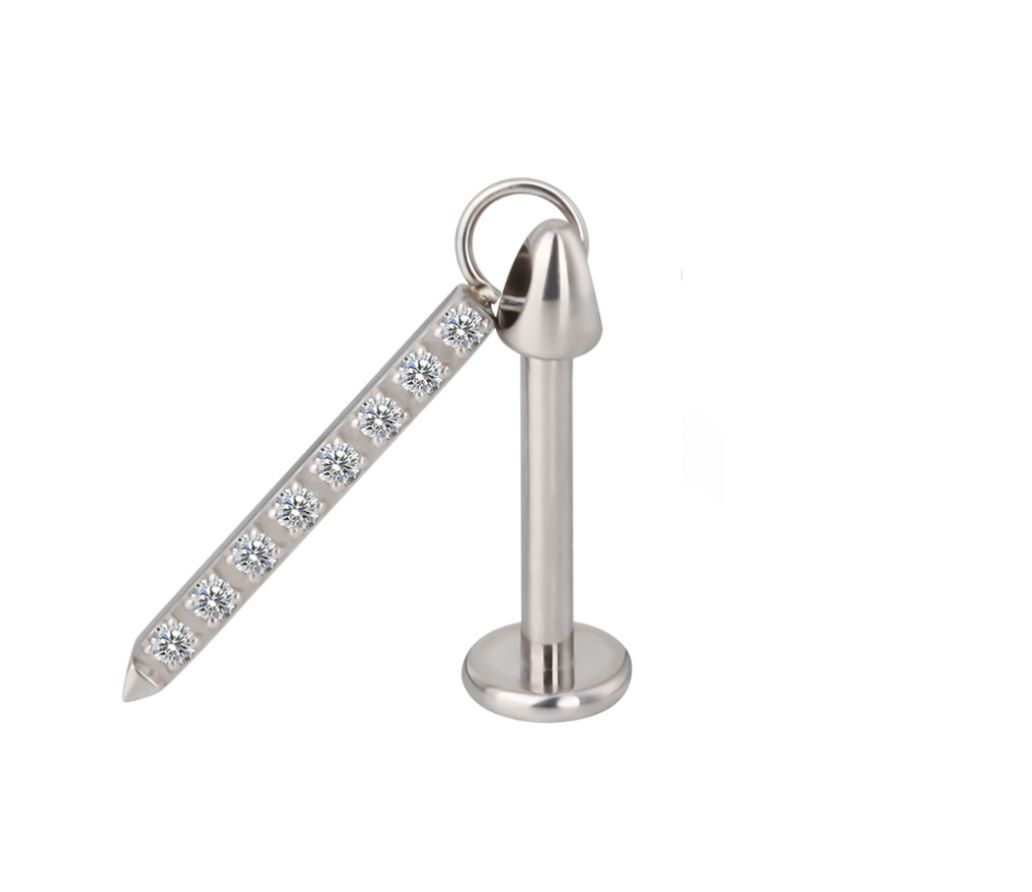 Titan-Labret mit kristallbesetzter baumelnder Bar