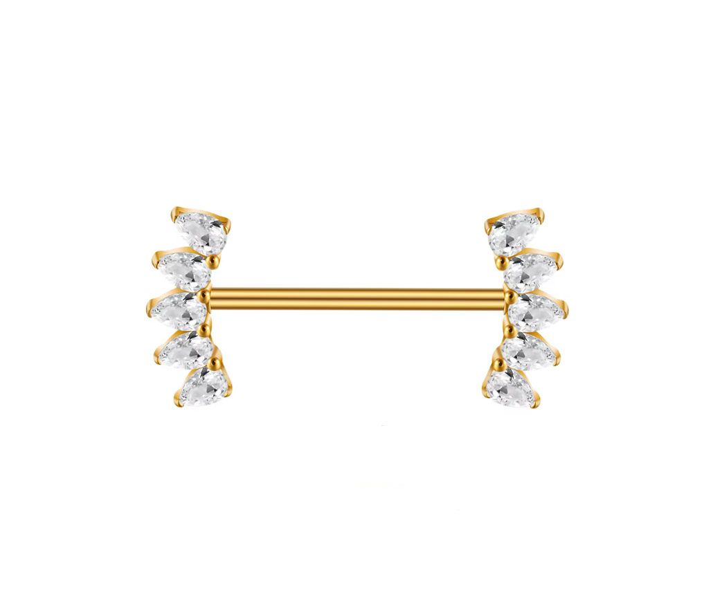 Titan Brustwarzen Barbell   Kristalltropfen
