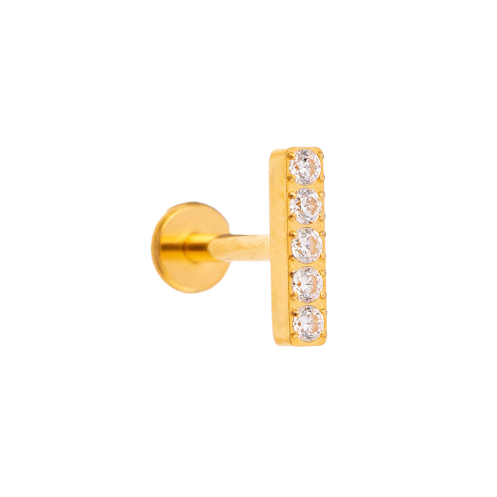 Titan Labret mit Innengewinde Kristallrechteck