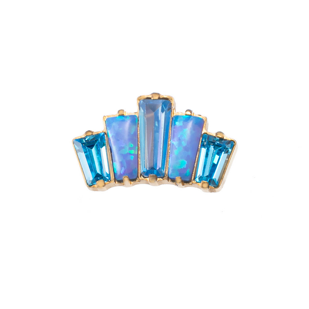 Titan Aufsatz mit Innengewinde eingefasste Kristallrechtecke