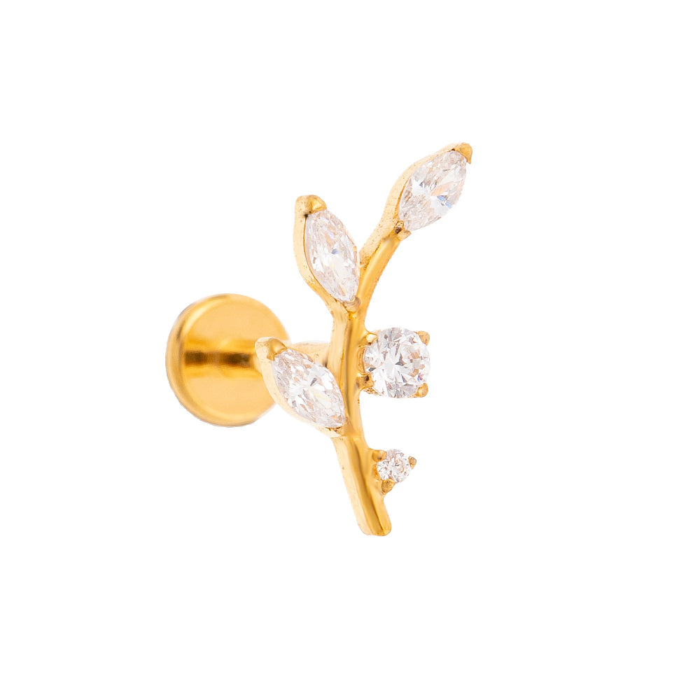 Titan Labret mit Blättern – Innengewinde