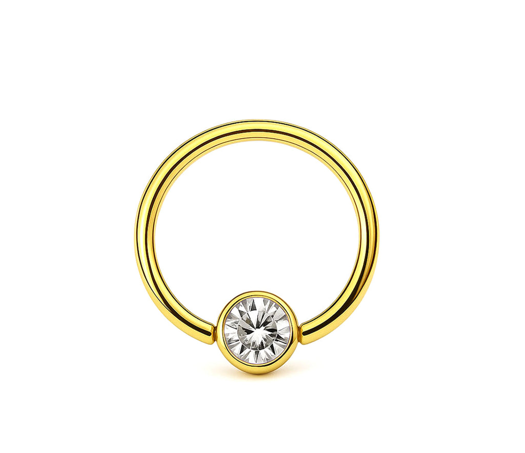 Ring Kugel Flach Zirkonia PVD Klemmkugelring