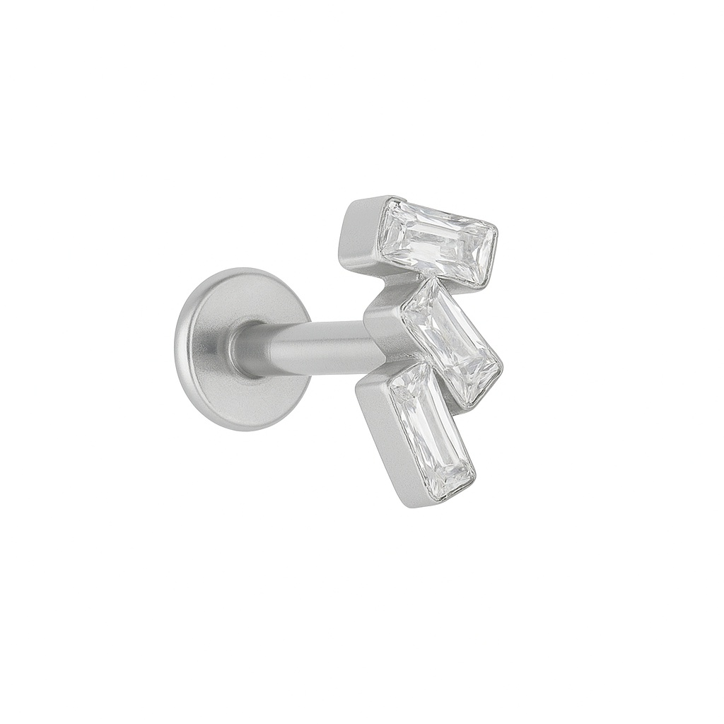 Titan Aufsatz mit Innengewinde – drei eingefasste Kristallrechtecke