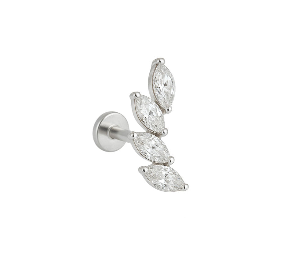 Titan Aufsatz mit Innengewinde – vier Kristalltropfen