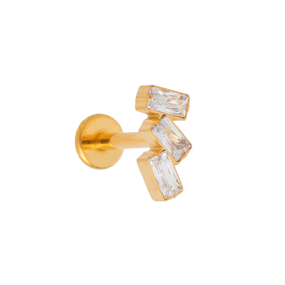 Titan Aufsatz mit Innengewinde – drei eingefasste Kristallrechtecke