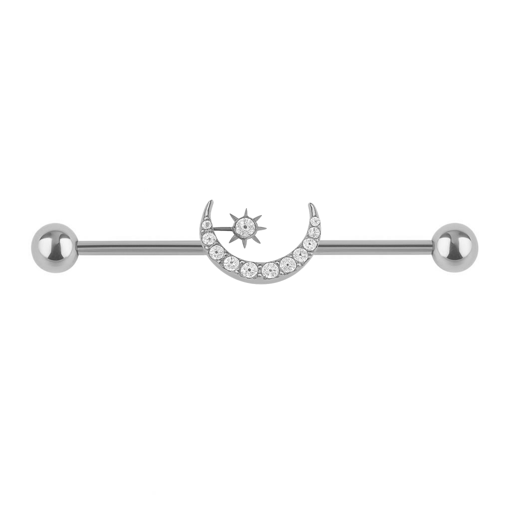 Industrial Barbell  Halbmond mit Kristallen