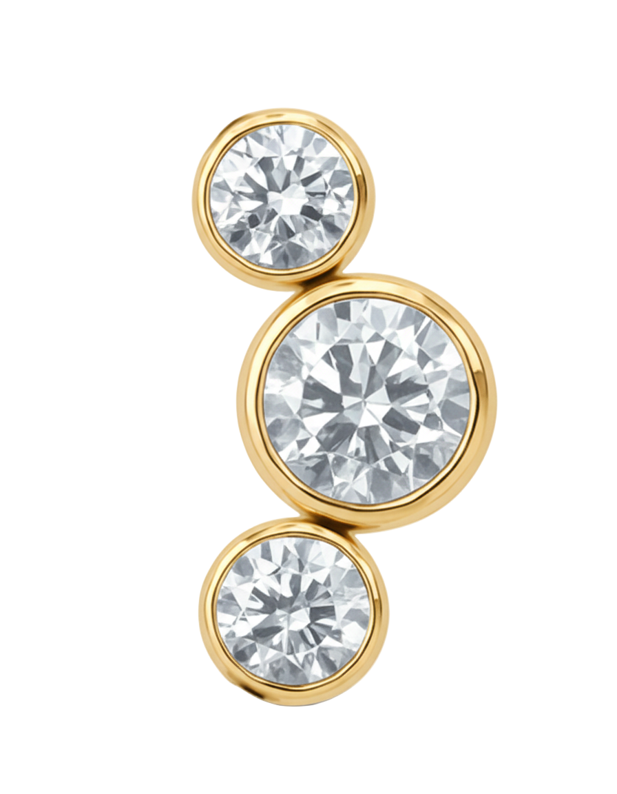 Titan Aufsatz mit Innengewinde – Kristall-Trio mit Labret