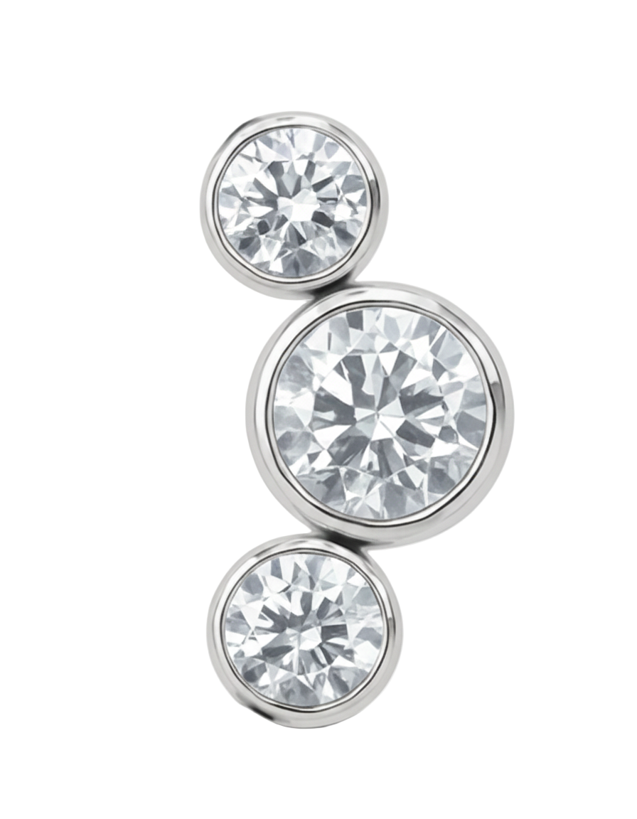 Titan Aufsatz mit Innengewinde – Kristall-Trio mit Labret