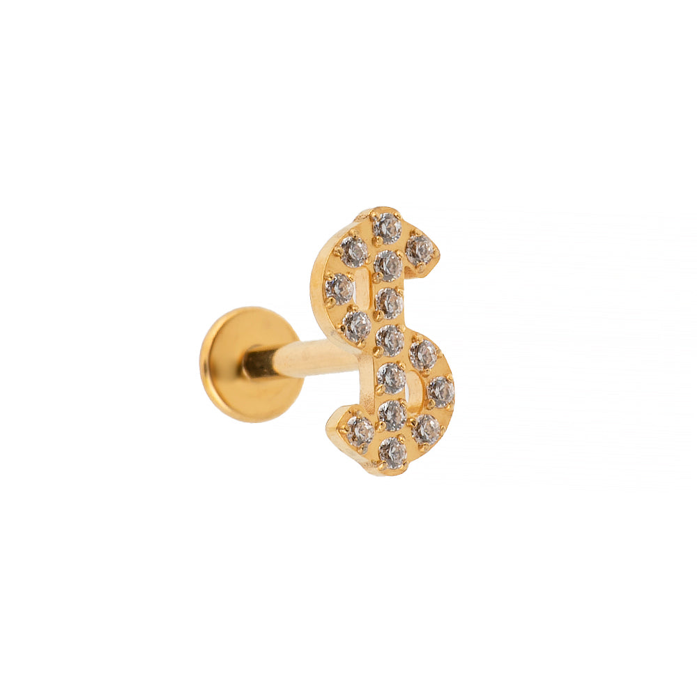 Titan Labret mit Innengewinde – US-Dollar Zeichen