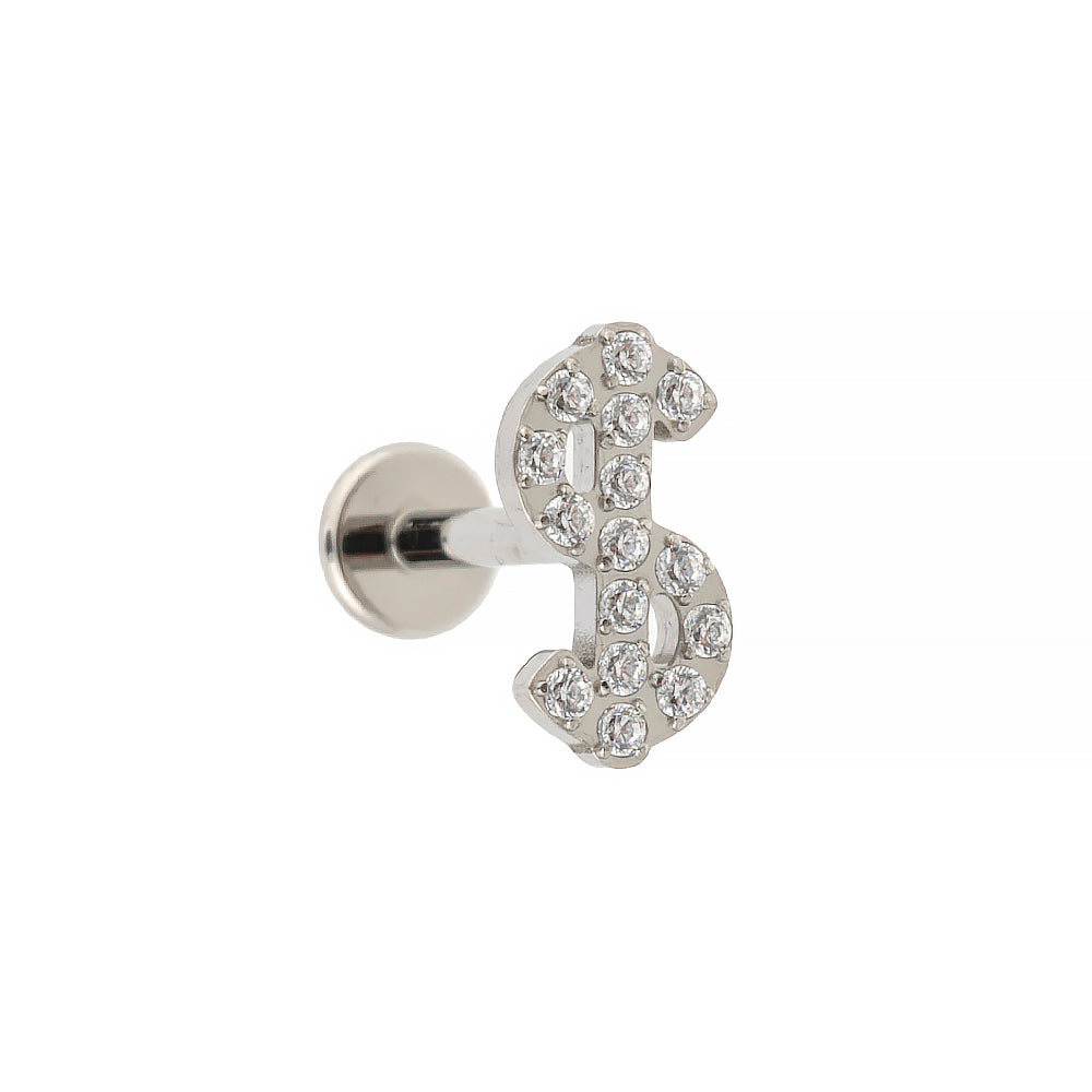 Titan Labret mit Innengewinde – US-Dollar Zeichen